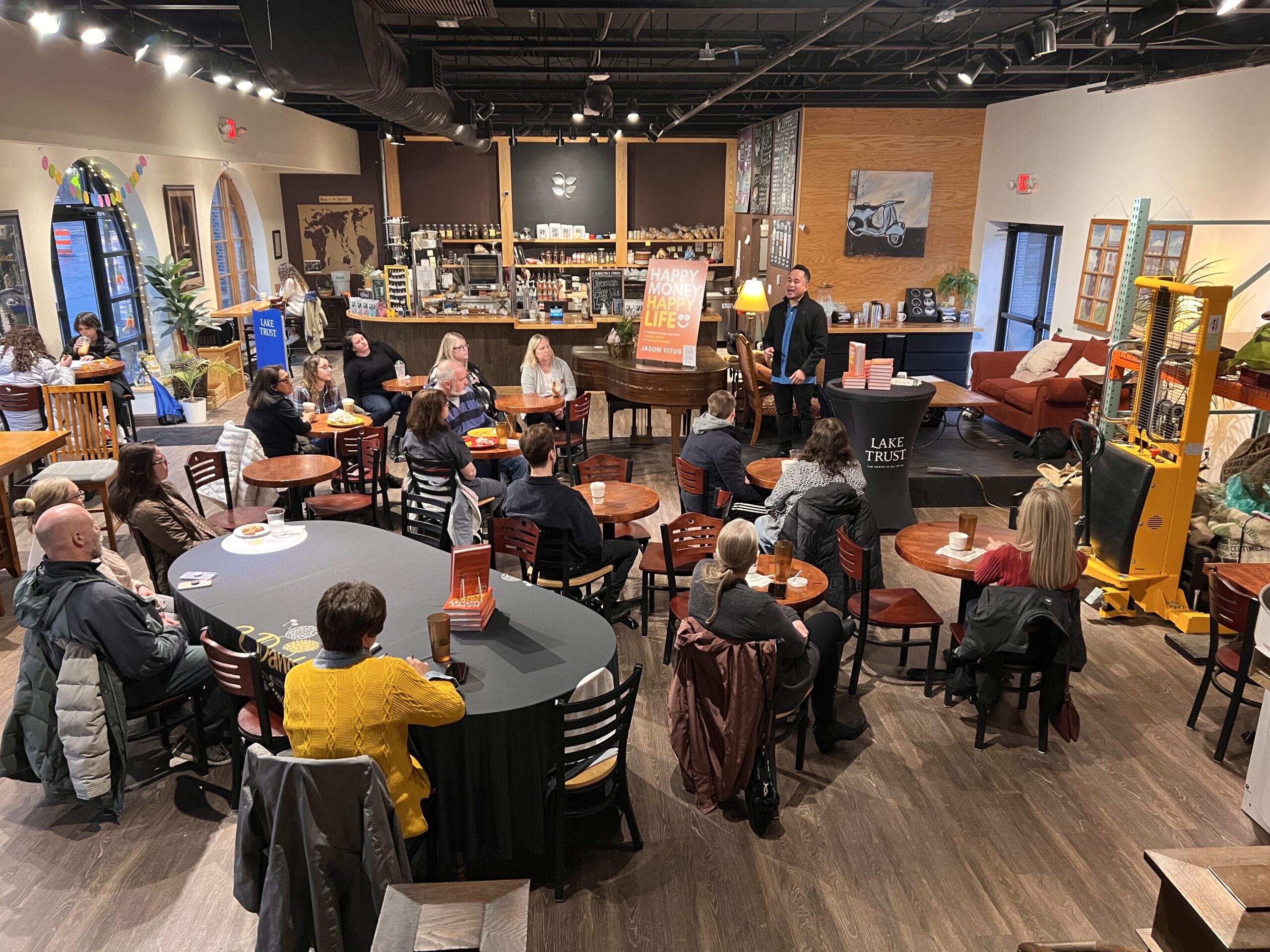 Jason Vitug at Brighton Coffeehouse in Brighton Michigan with Lake Trust Credit Union